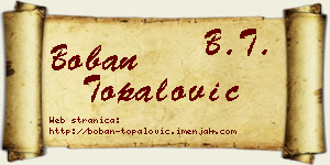 Boban Topalović vizit kartica